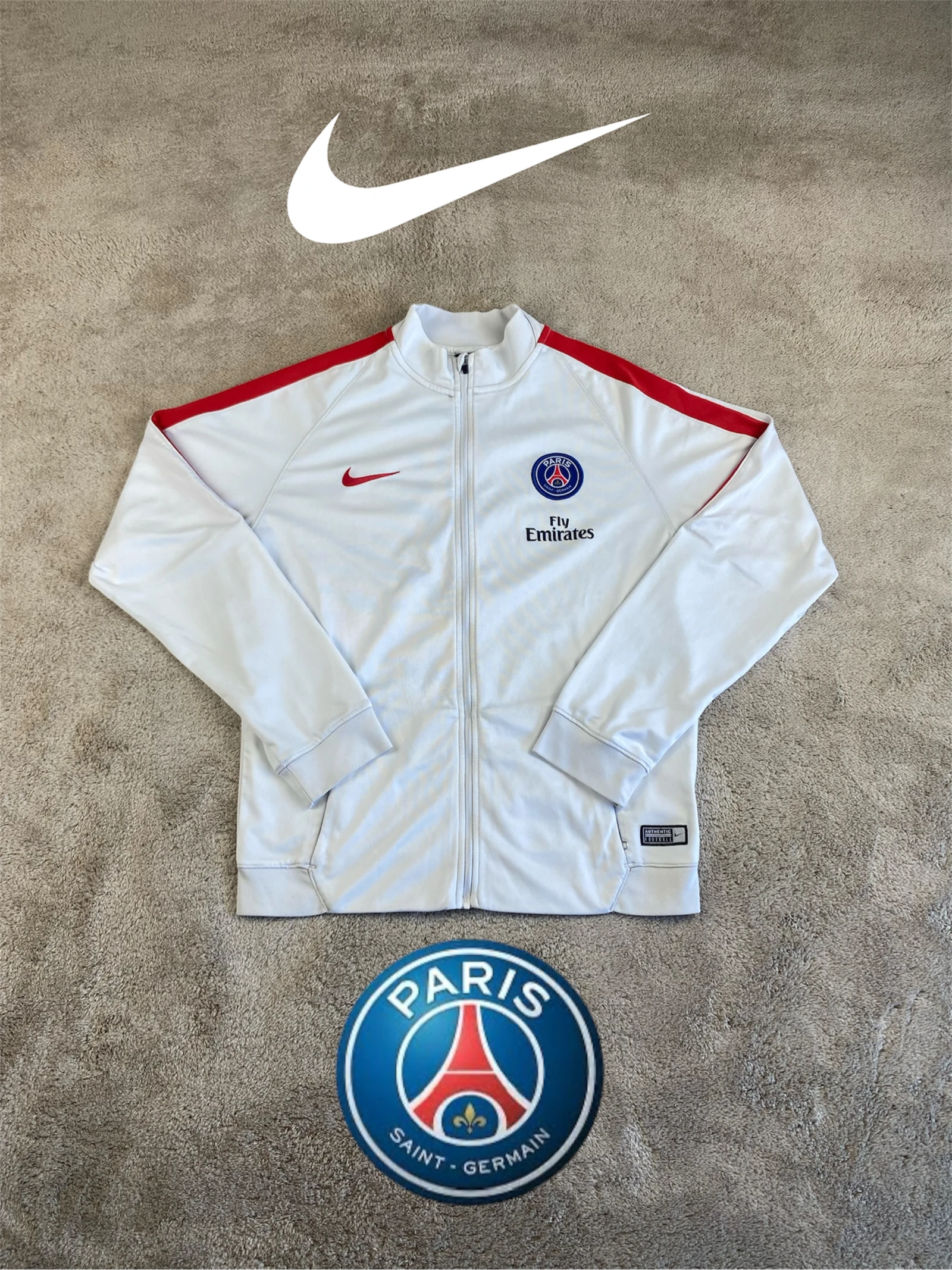 Nike PSG Chaqueta Deportiva Dri-FIT Blanca Roja Talla XL Juvenil